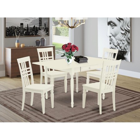 East West Furniture 5 Piece Monza Dining Table Set - Linen White MZLG5-LWH-W